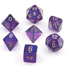 7 Royal Purple/gold Borealis Polyhedral Dice Set - CHX27467